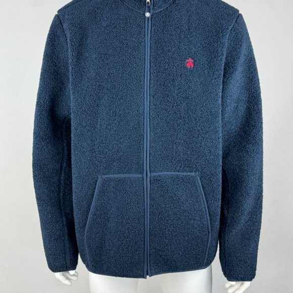 Brooks Brothers Sherpa Fleece Jacket Mens XL EUC Pocket Long Sleeve FullZip Navy - Picture 12 of 14